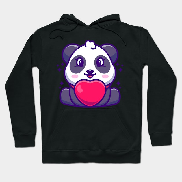 Cute baby panda cartoon with love Hoodie by Wawadzgnstuff